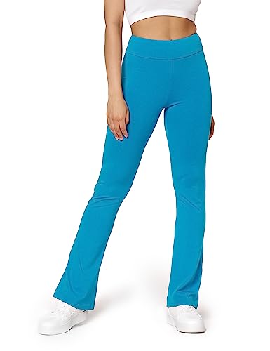 Bellivalini Yogahose für Damen dünne Jogginghose Weite Stoffhose Flare aus Viskose (Blau, XXL) von Bellivalini