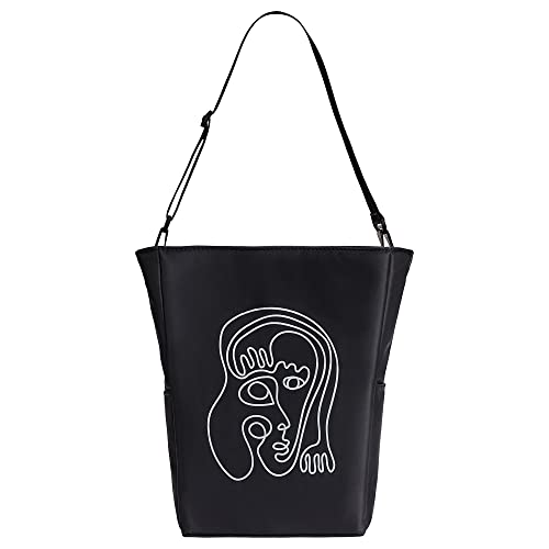 Bellochi Growing in style Maula Art Bag Damen Umhängetasche - Tasche Laptop - Laptoptasche - Groß Handtaschen zum umhängen - Women Shopper Bag XXL - Gross Tote Bag - GAIA - Schwarz von Bellochi Growing in style