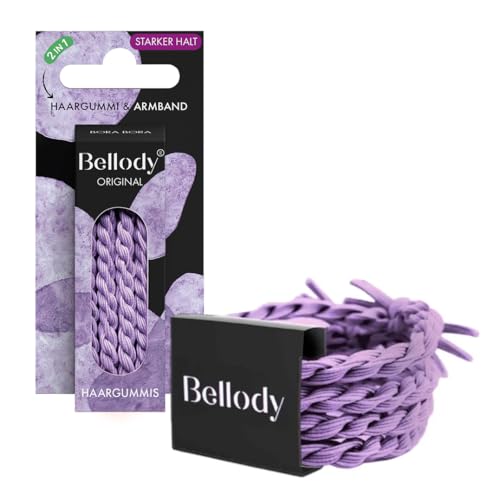 Bellody® Original Haargummis - Sundance Edition - Stylisch geflochtener Haargummi mit starkem Halt (4er Set - Bora Bora) - Damen Haarschmuck in Violett Lila von Bellody