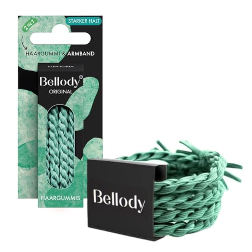 Bellody® Original Haargummis - Sundance Edition - Stylisch geflochtener Haargummi mit starkem Halt (4er Set - Euphoria) - Damen Haarschmuck in Mint Grün von Bellody