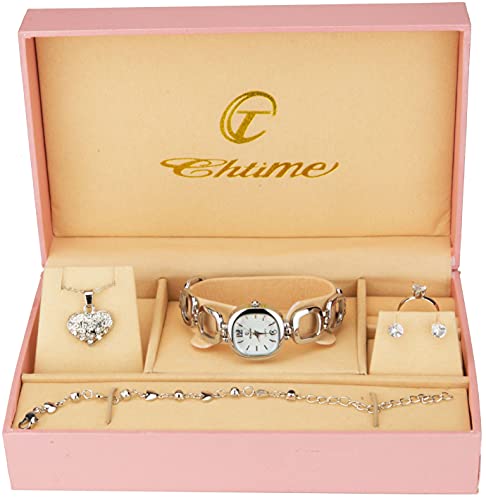 Geschenkset Damen Armbanduhr- - Schmuk Set- Halskette-Ring- Ohrringe - Armband von BELLOS