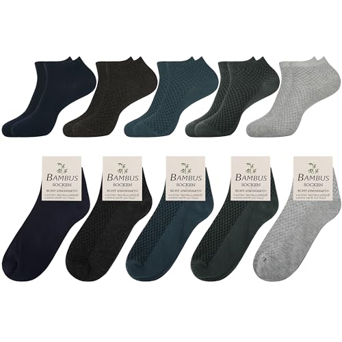 Belloxis 10 Paare Bambus Socken Herren 43-46 Sneaker Socken Bambussocken Bamboo Socks Anti Schweiß Socken Diabetikersocken Herren von Belloxis