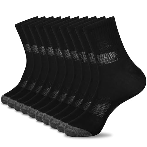 Belloxis 10 Paare Socken Herren 43-46 Schwarz Tennissocken Herren 43-46 Arbeitssocken Herren 43-46 Sportsocken Herren 43-46 Wandersocken Laufsocken von Belloxis