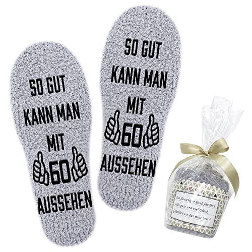 Belloxis 60 Geburtstag Frau Geschenk Flauschige Socken 60. Geburtstag Frau Geschenkideen für Frauen Geschenke für Mama Oma Geburtstagsgeschenk für Frauen Kleine Geschenke für Frauen zum Geburtstag von Belloxis