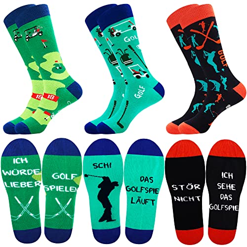 Belloxis Golf Geschenke für Manner, 3 Paare Golf Socken Lustige Bunte Socken Herren Wenn Du Das Lesen Kannst Socken von Belloxis