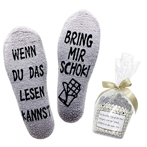 Belloxis Geschenke für Frauen Schokolade Geschenk Schokoladen Socken Stoppersocken Wenn Du Das Lesen Kannst Socken von Belloxis