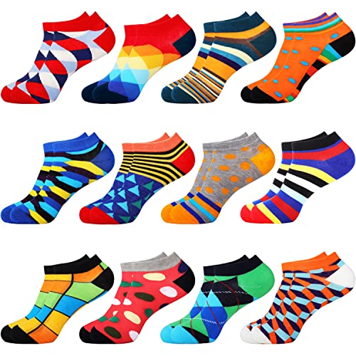 Belloxis Lustige Socken Herren 43-46 Sneaker Bunte Witzige Kurze Socken Geschenke für Männer, 12 Paare von Belloxis