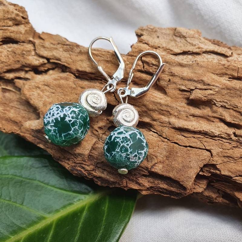 Achat Silber Spiral Schnecken Ohrringe925Er Silbergeduldselbstbewusstsein von BellsGioielli