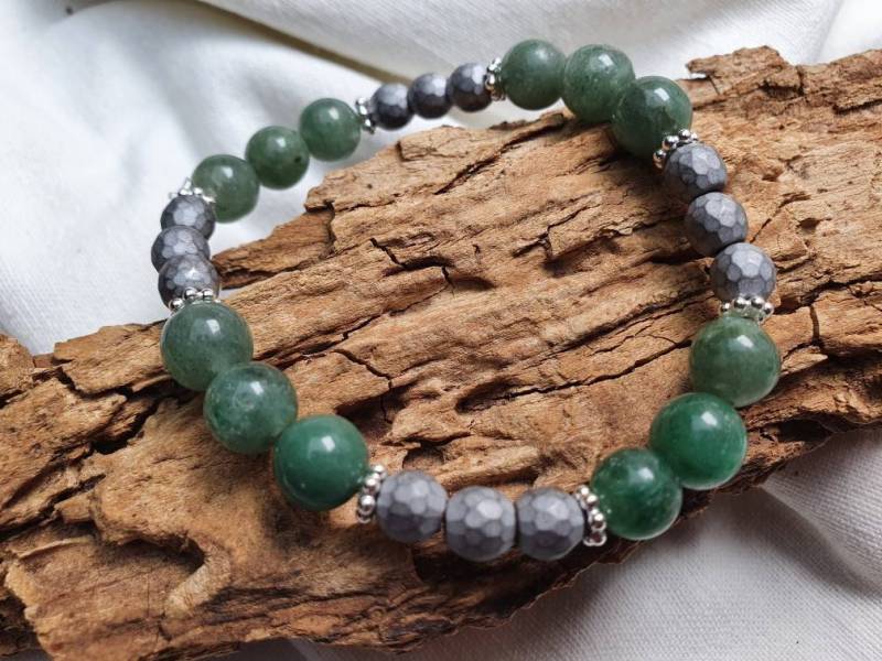 Aventurin-Hämatit-Silber Armbandunisex925Er Silberedelstein Armbandmänner & Frauen Armband Heilstein von BellsGioielli