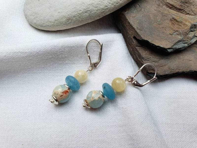 Calcit-Quarz-Jade | Gefärbt-Silber Ohrringelieblingsstücke925Er Silberheilstein von BellsGioielli