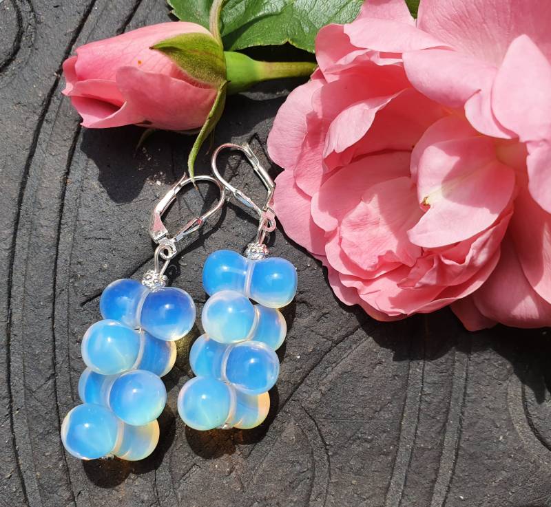 Glas Silber Ohrringe, Regenbogen Traubelieblingsstücke925Er Silberschillerndgeschenk, Statement Ohrringe von BellsGioielli