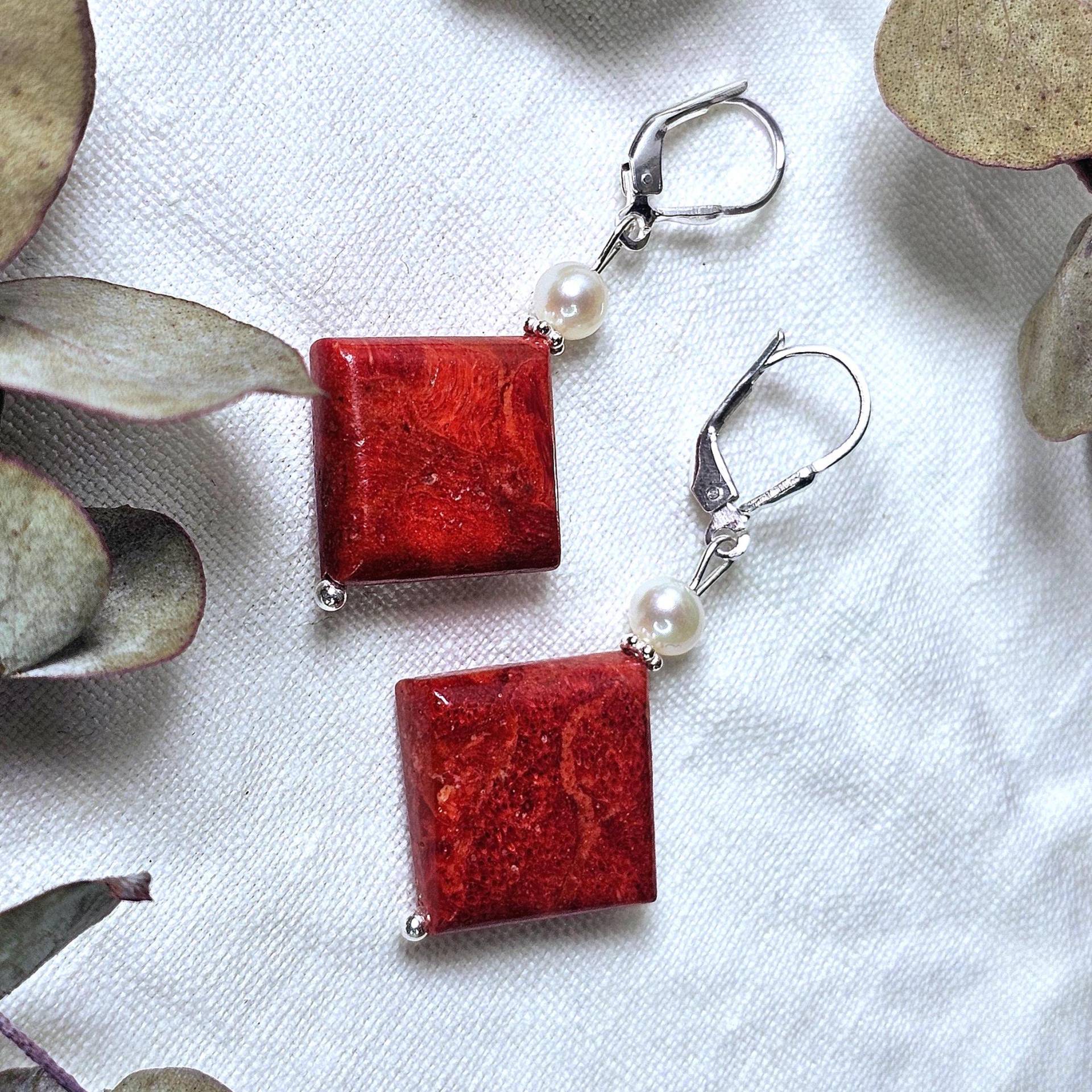 Handgefertigte Natürliche Schaumkoralle Süsswasser Perlen Ohrringe, Geschenk Für Sie, Meeres Schmuck, Korallen Brautschmuck, Für Sie von BellsGioielli