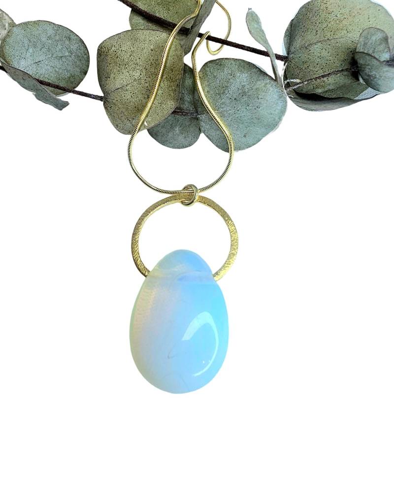 Handgefertigte Schillernde Opalglas Kette in Vergoldetem Silber, Silber Schmuck, Geschenk Für Sie, Handmade Unikat Schmuck, Weihnachtsgeschenk von BellsGioielli