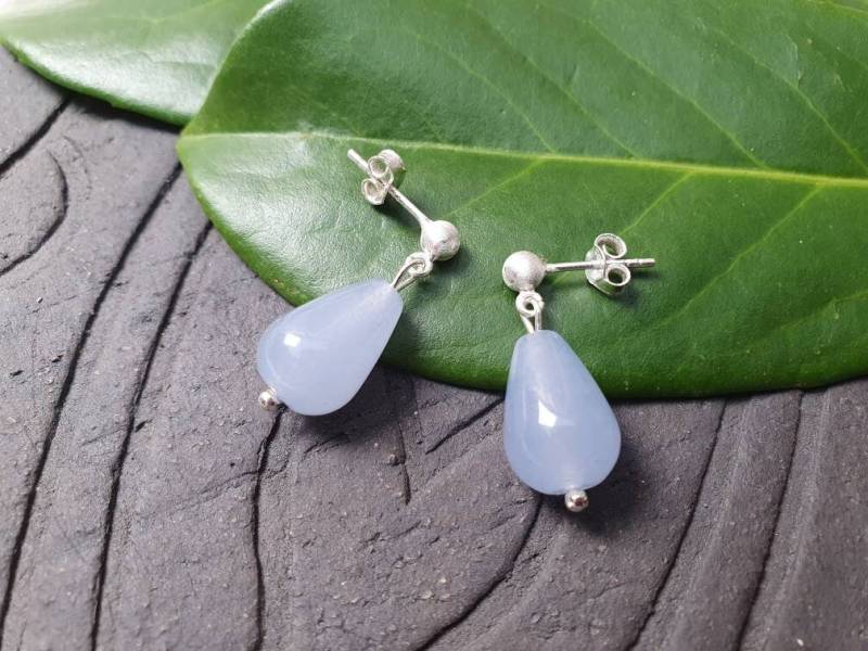 Jade Tropfen Ohrringe925Er Silbergefärbt Tropfenheilstein von BellsGioielli