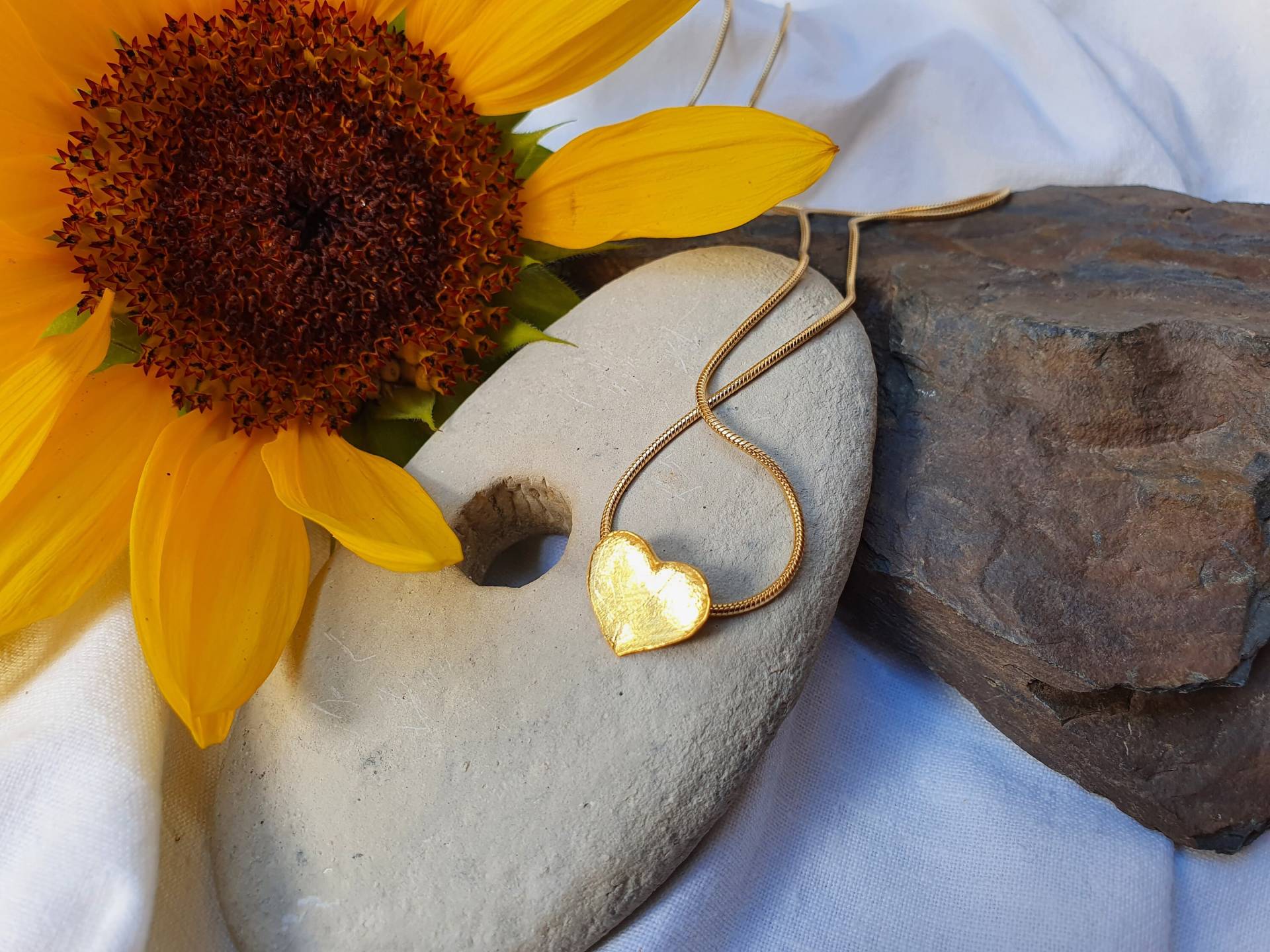 Vergoldete Herzketteschlangenkette Vergoldetes 925Er Silber925Er Silber Herz Vergoldet40cm, Hochzeit, Kette, Geschenk von BellsGioielli