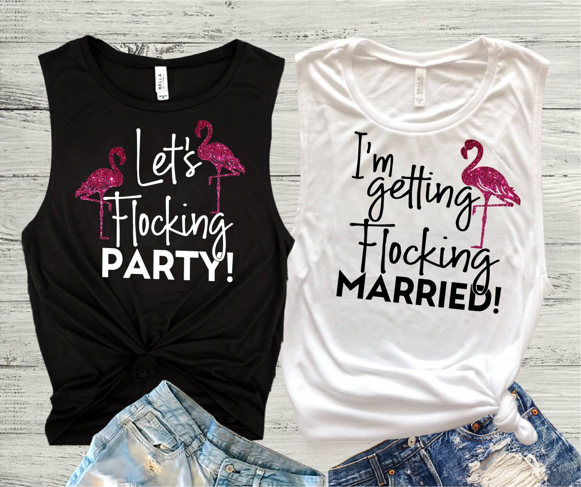 Flamingo Junggesellinnenabschied Muskel Tank Top, Bride Tribe Shirts von BellsandBalloons