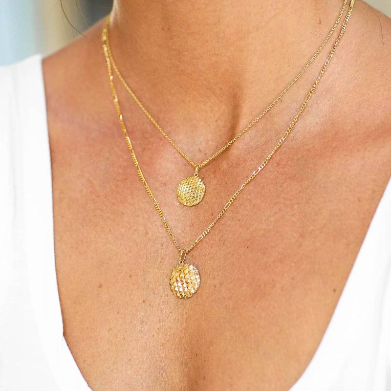 Pyramide Style Rund Sterling Silber/Hellgold Anhänger Neue Kollektion von BellureUK