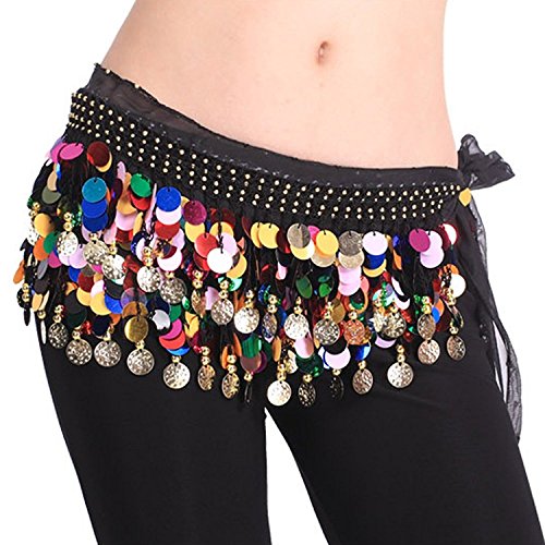 BellyLady Bauchtanz Hüfttuch mit Pailletten Belly Dance Bauchtanz Kostüm Zubehör Plus Size von BellyLady