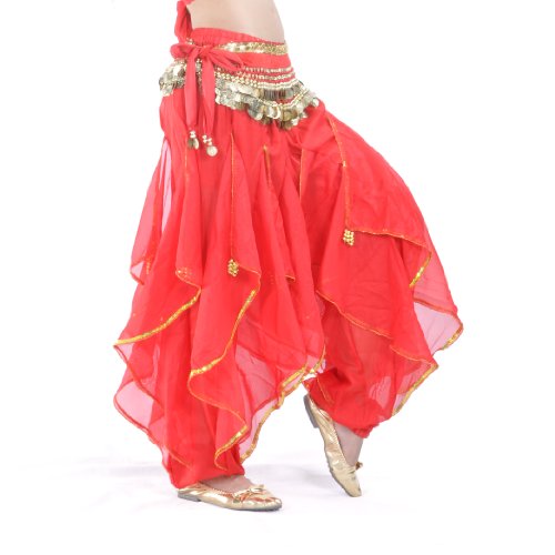 BellyLady Belly Dance Harem Pants Tribal Chiffon Hose, Valentinstag-Geschenk-Idee - rote von BellyLady