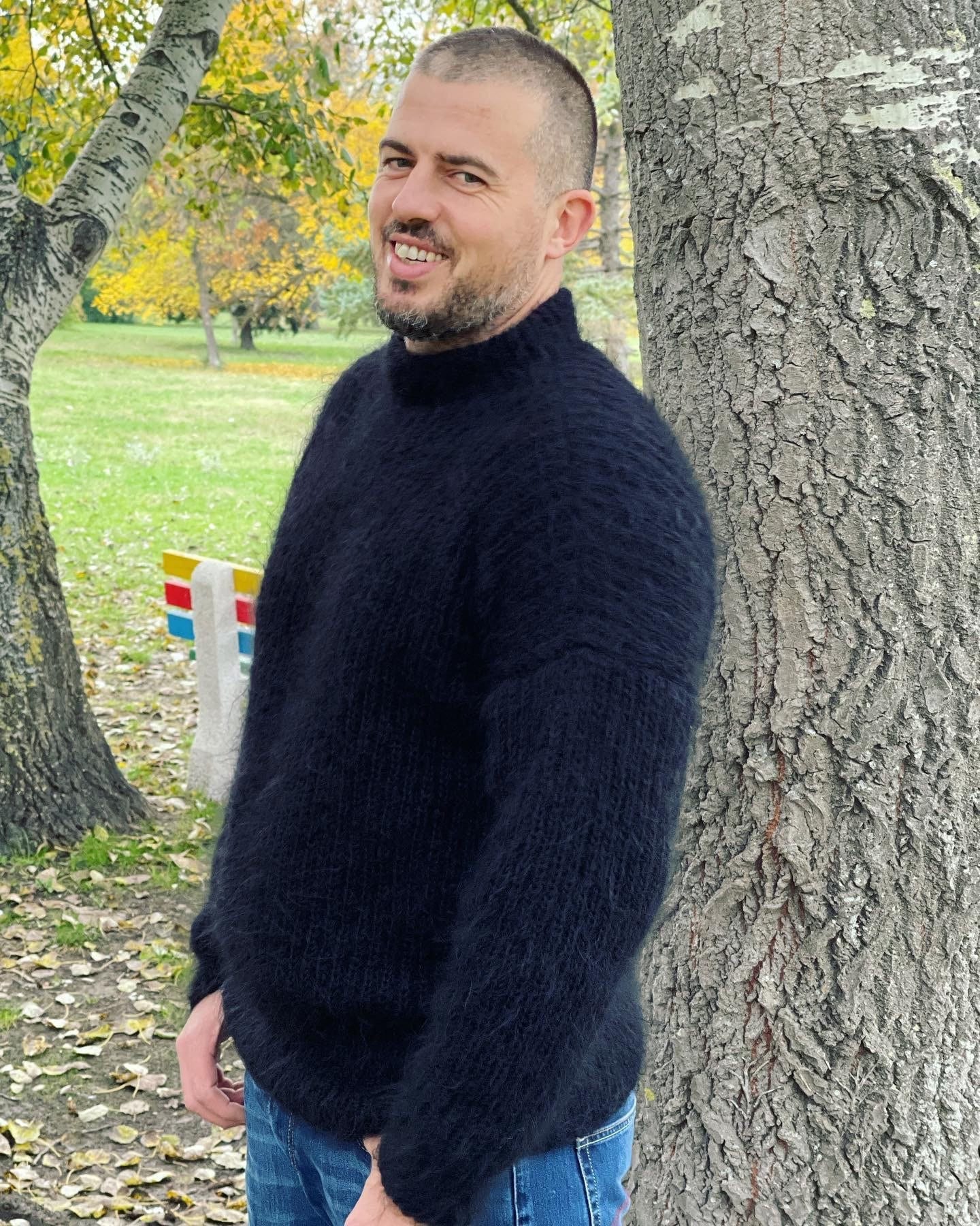 strick Mohair Pullover, Herren Wollpullover, Fuzzy Luxus Winterpullover, Warmes Männer Geschenk von BellyveKnit