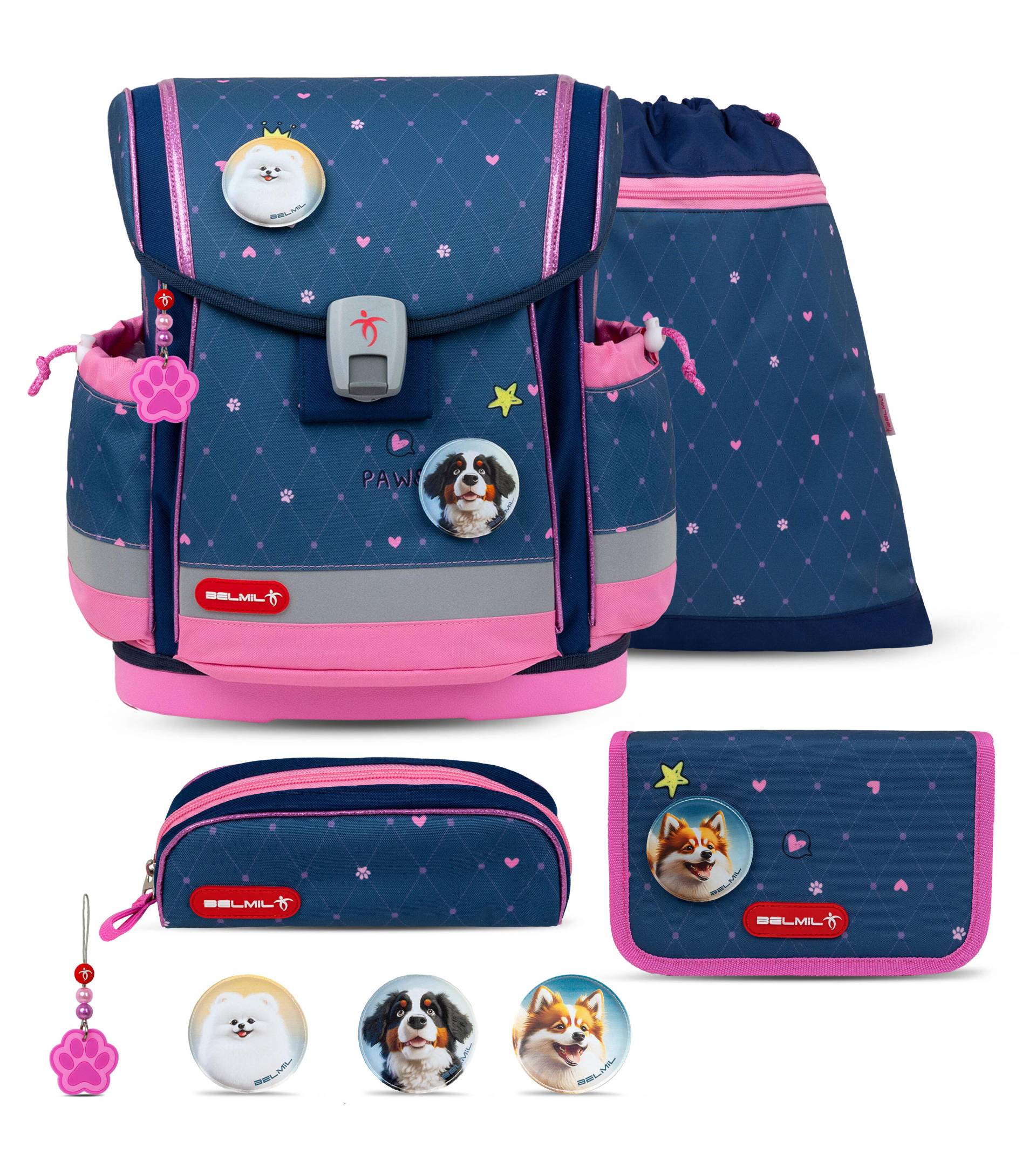 Belmil - Belmil Classy Plus Schulranzen Set 5-teilig mit Brustgurt - Hearts Koffer24 von Belmil