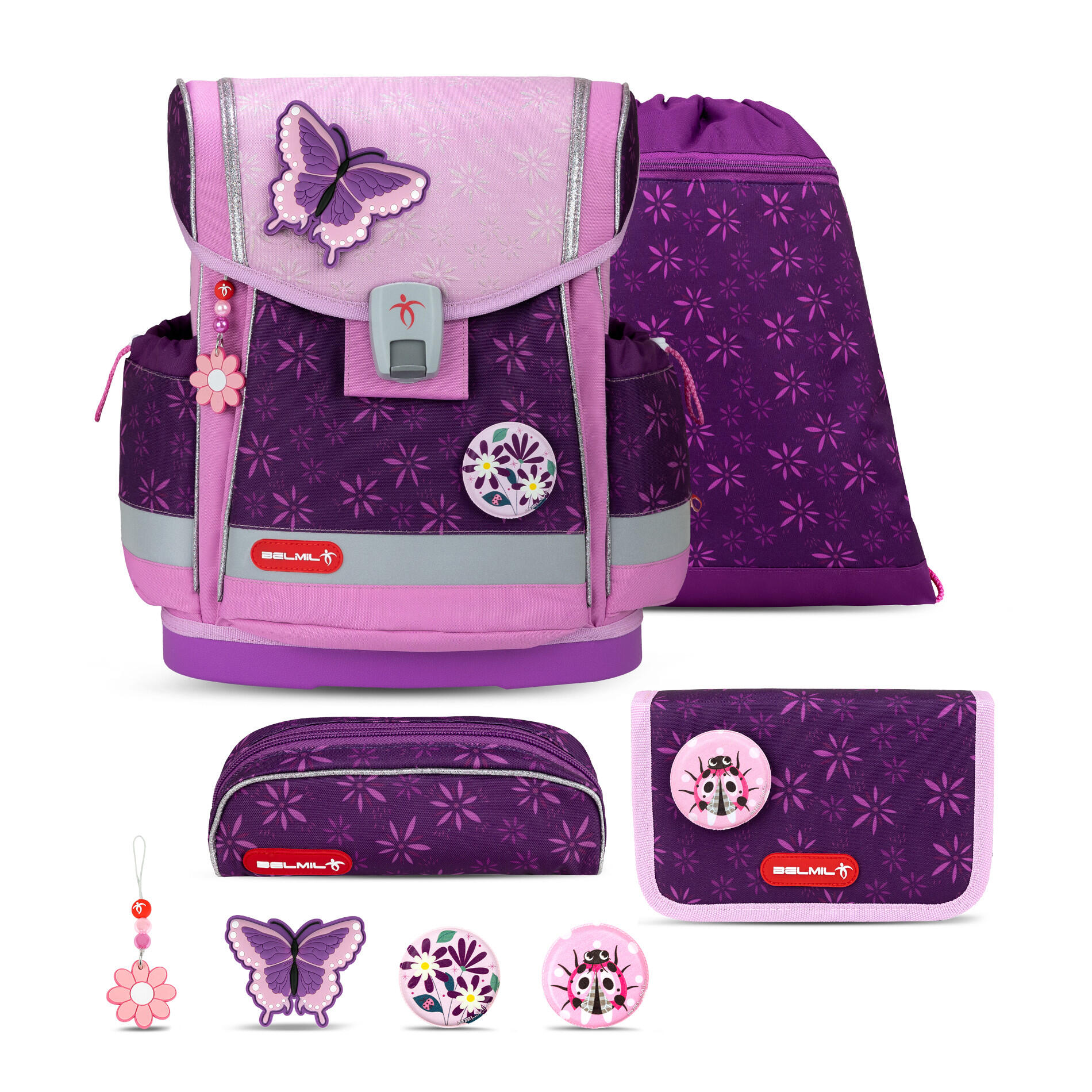 Belmil - Belmil Classy Plus ergonomisches Schulranzenset 5tlg. - Purple Spring Koffer24 von Belmil