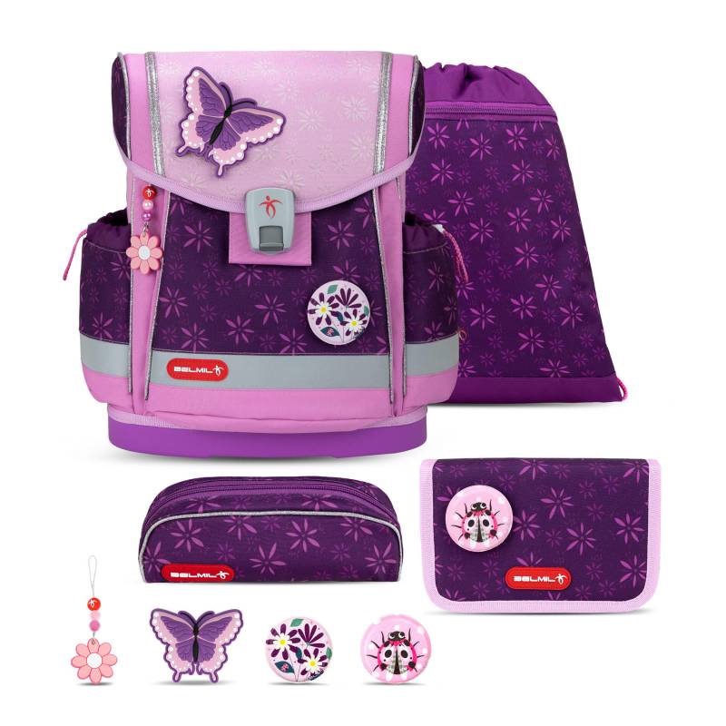 Belmil - Belmil Classy Plus ergonomisches Schulranzenset 5tlg. - Purple Spring Koffer24 von Belmil