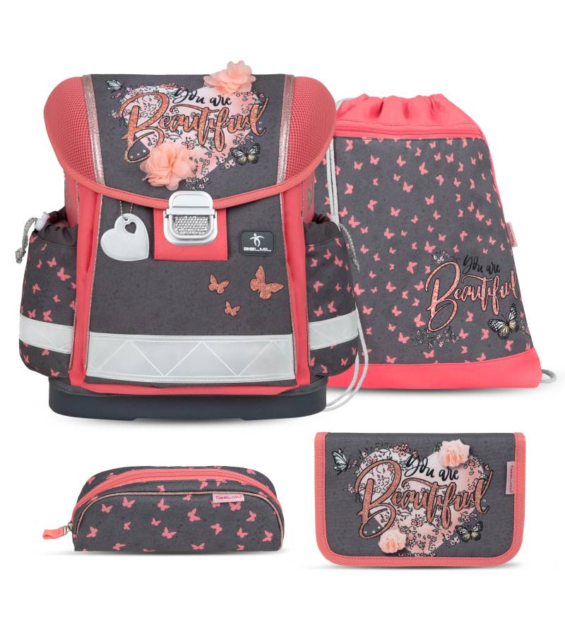 Belmil - Belmil Classy Schulranzen Set 4-teilig mit Brustgurt - Bloomy Blossom Koffer24 von Belmil