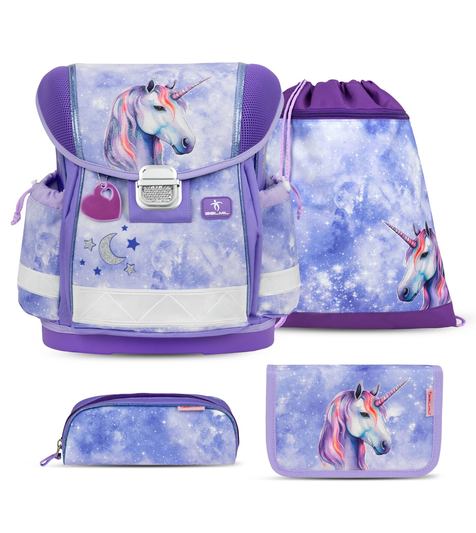 Belmil - Belmil Classy Schulranzen Set 4-teilig mit Brustgurt - Mystic Luna Koffer24 von Belmil