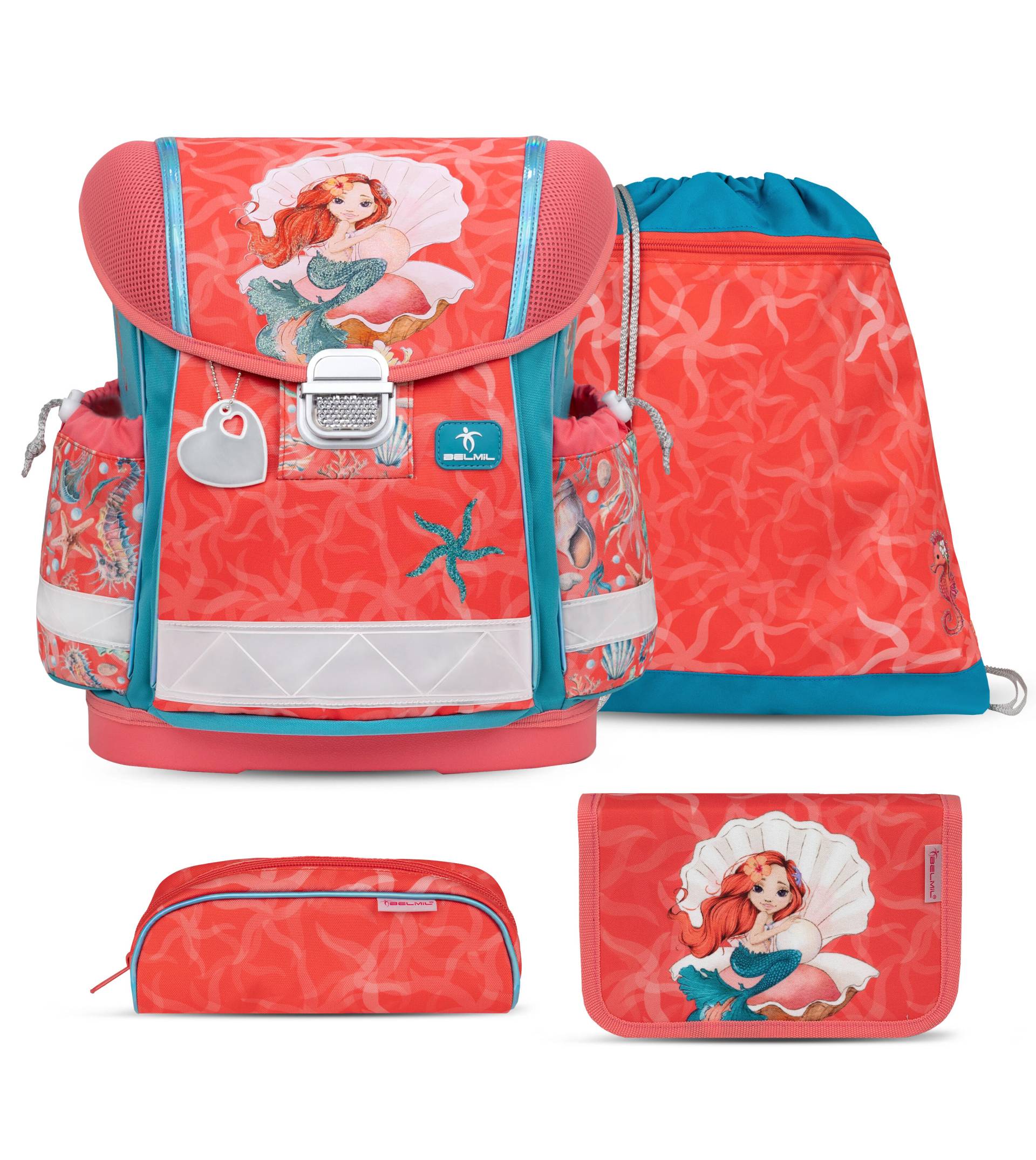 Belmil - Belmil Classy Schulranzen Set 4-teilig mit Brustgurt - Sea Queen Koffer24 von Belmil