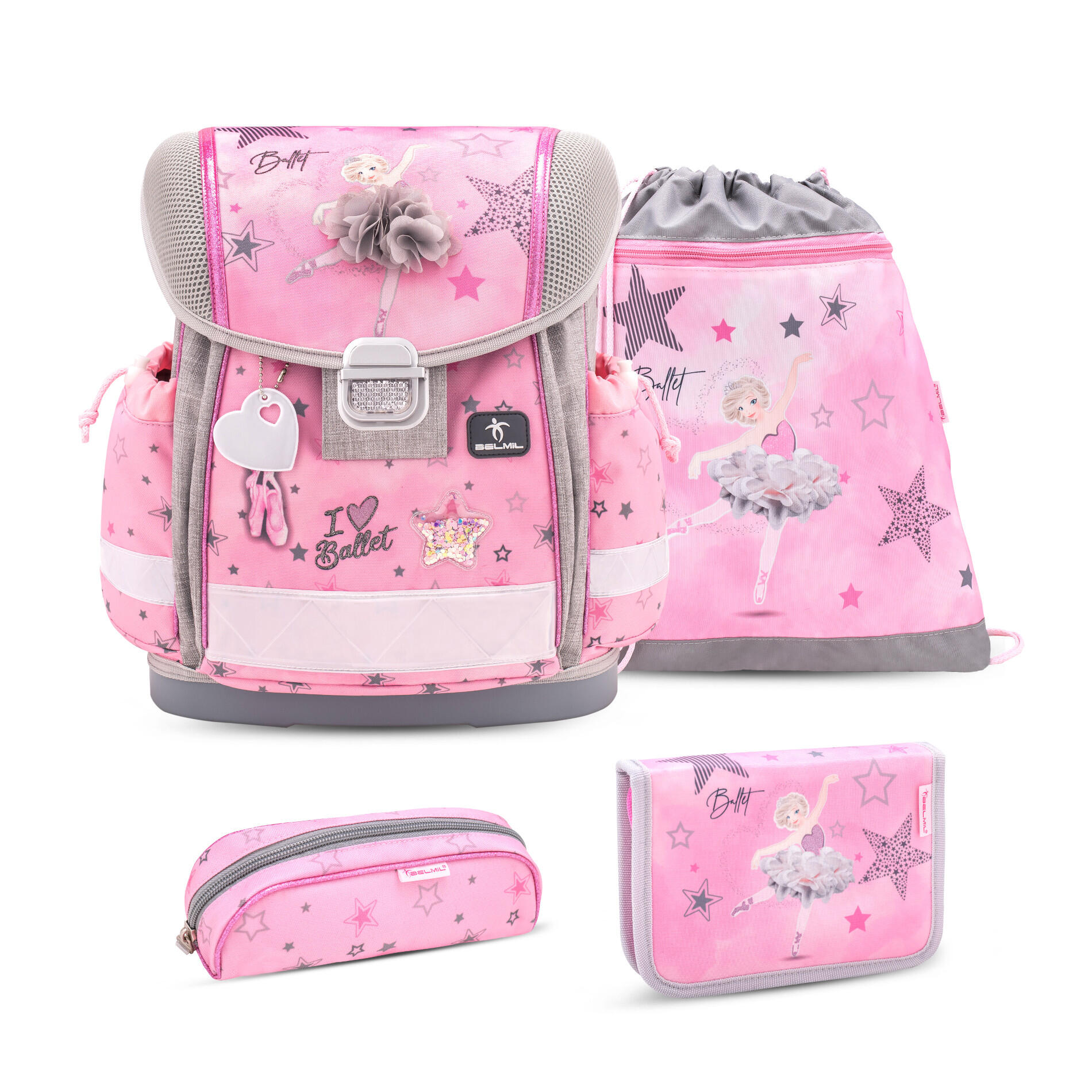 Belmil - Belmil Classy ergonomisches Schulranzenset 4tlg. - Ballet Light Pink Koffer24 von Belmil