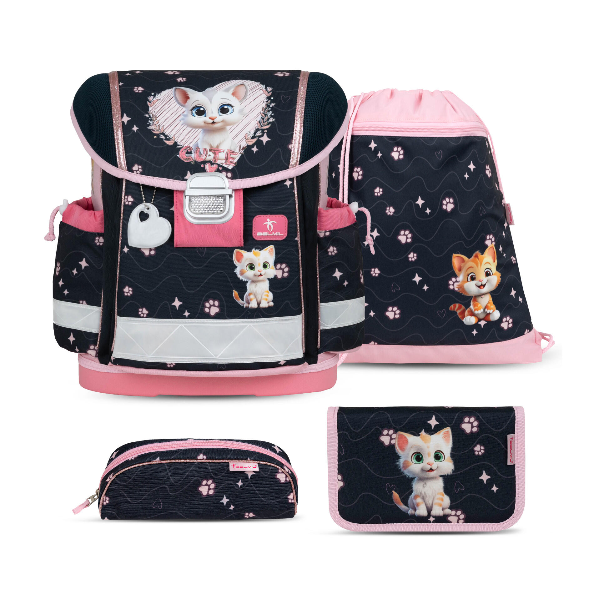 Belmil - Belmil Classy ergonomisches Schulranzenset 4tlg. - Cute Kitten Koffer24 von Belmil