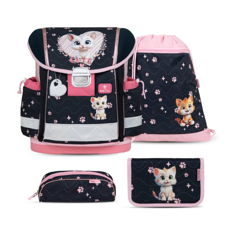 Belmil - Belmil Classy ergonomisches Schulranzenset 4tlg. - Cute Kitten Koffer24 von Belmil