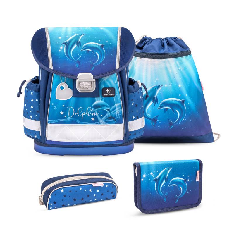 Belmil - Belmil Classy ergonomisches Schulranzenset 4tlg. - Dolphins Koffer24 von Belmil
