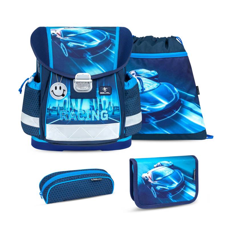 Belmil - Belmil Classy ergonomisches Schulranzenset 4tlg. - Racing Blue Neon Koffer24 von Belmil