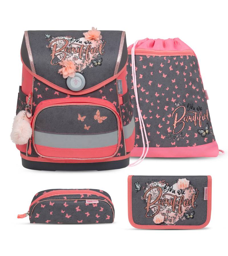 Belmil - Belmil Compact Schulranzen Set 4-teilig mit Brustgurt - Bloomy Blossom Koffer24 von Belmil