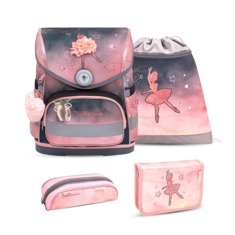 Belmil - Belmil Compact ergonomisches Schulranzenset 4tlg. - Ballerina Black Pink Koffer24 von Belmil