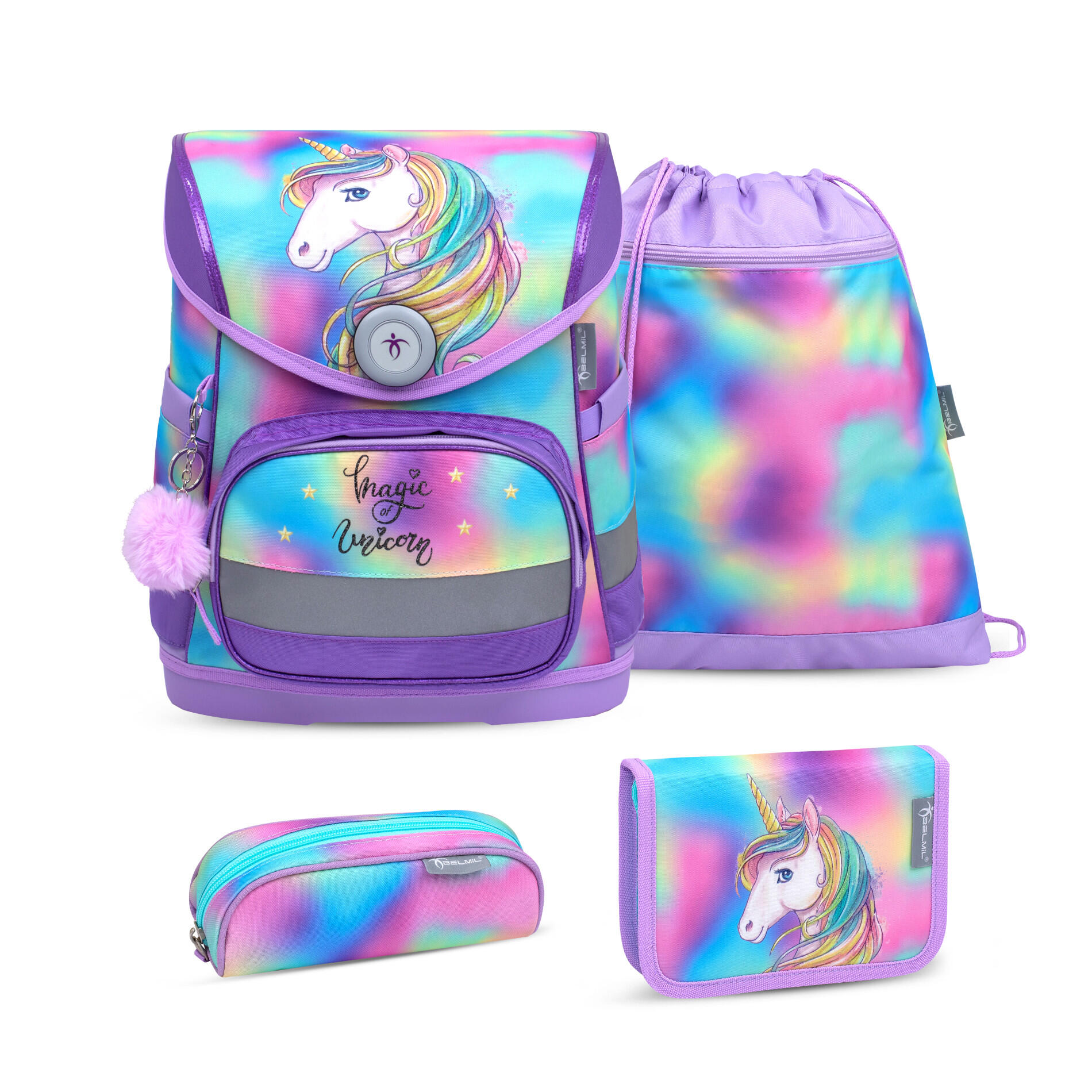 Belmil - Belmil Compact ergonomisches Schulranzenset 4tlg. - Rainbow Color Koffer24 von Belmil