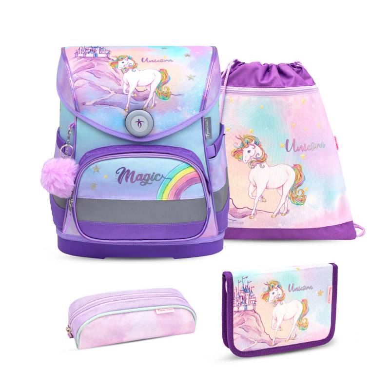Belmil - Belmil Compact ergonomisches Schulranzenset 4tlg. - Rainbow Unicorn Magic Koffer24 von Belmil