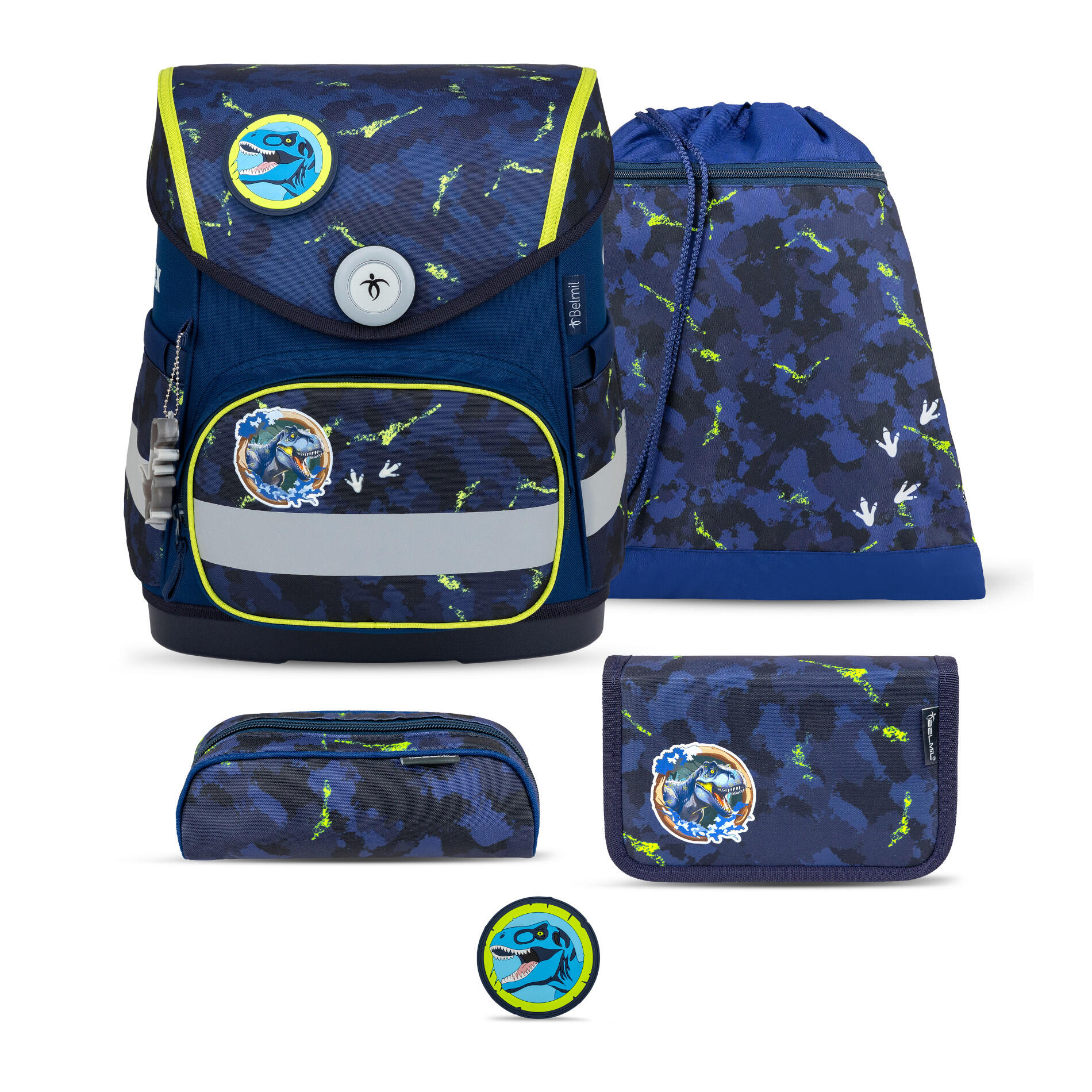 Belmil - Belmil Compact ergonomisches Schulranzenset 4tlg. - T-rex Koffer24 von Belmil