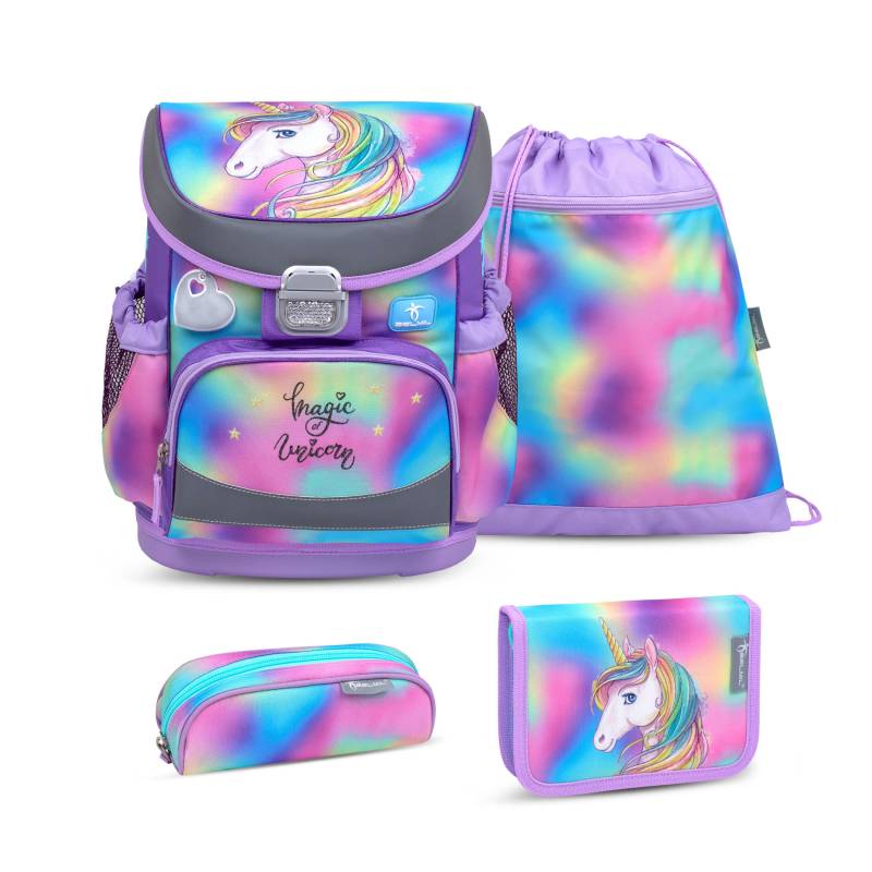 Belmil - Belmil Mini-Fit ergonomisches Schulranzenset 4tlg. - Rainbow Unicorn Koffer24 von Belmil