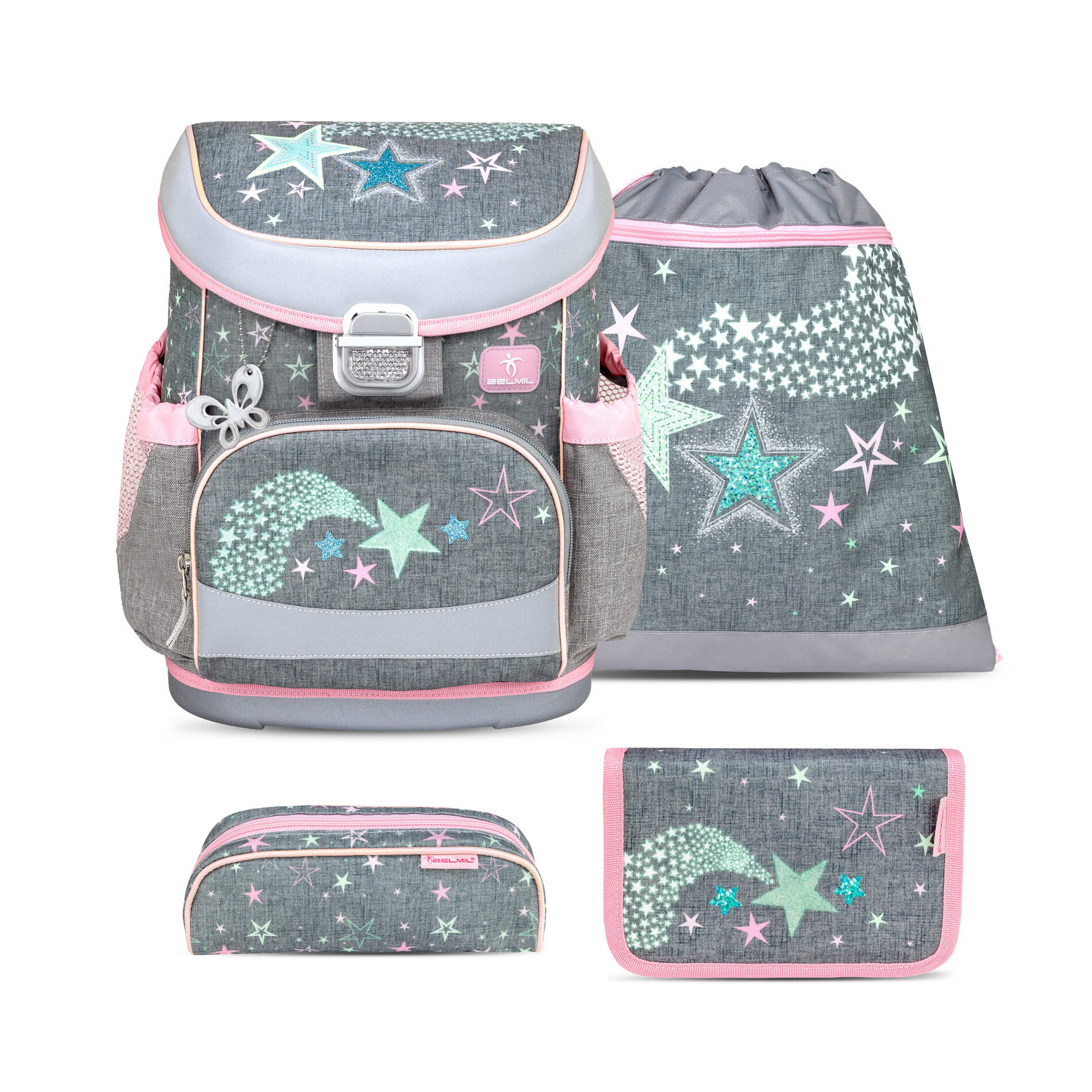 Belmil - Belmil Mini-Fit ergonomisches Schulranzenset 4tlg. - Shine Bright Koffer24 von Belmil