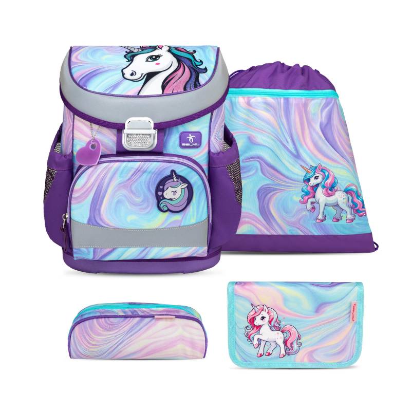 Belmil - Belmil Mini-Fit ergonomisches Schulranzenset 4tlg. - Unicorn Dream Koffer24 von Belmil