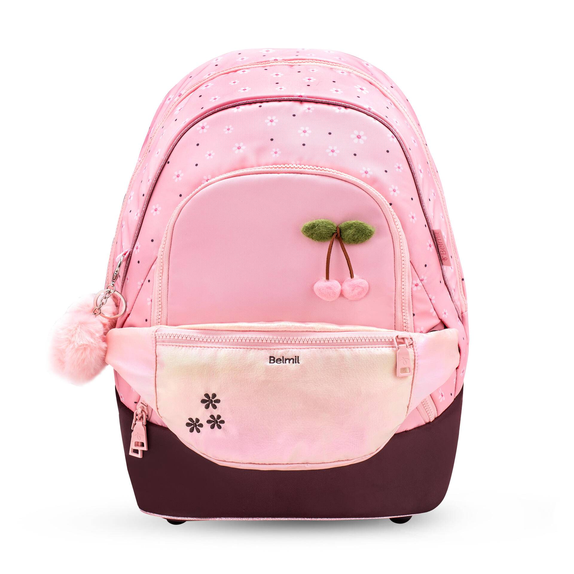 Belmil - Belmil Premium 2-IN-1 Schultasche & Gürteltasche 2-teilig - Cherry Blossom Koffer24 von Belmil
