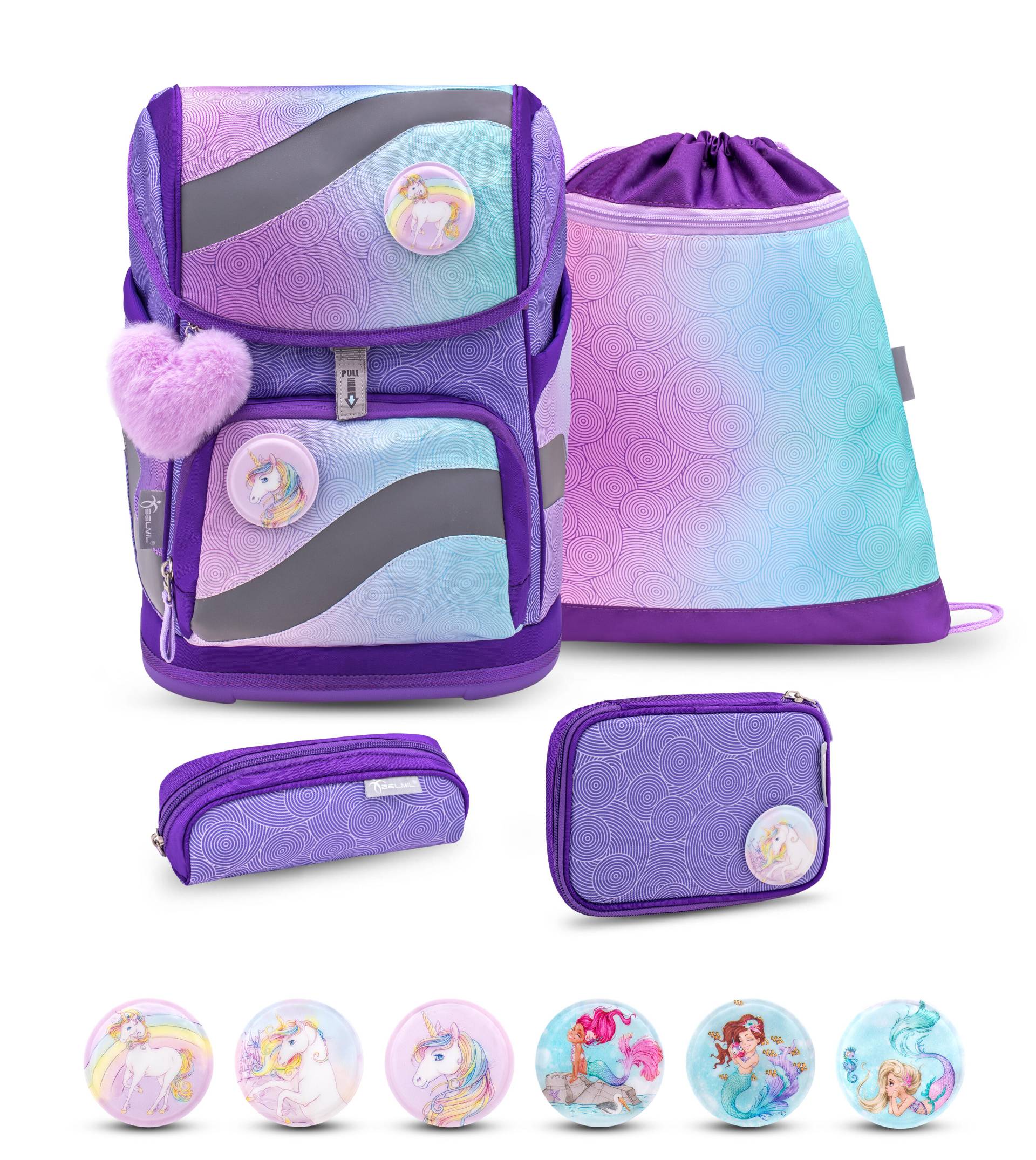 Belmil - Belmil Smarty Schulranzen Set 5-teilig mit 6 Patches - Wonder 2 Koffer24 von Belmil