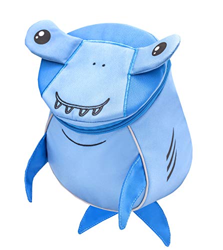 Belmil Kindergartenrucksack mit Brustgurt und Namensschild für 1-3 Jährige/Jungen - Mädchen / 4 L/Grün/in Tierform: Hai (305-15 Mini Shark) von Belmil