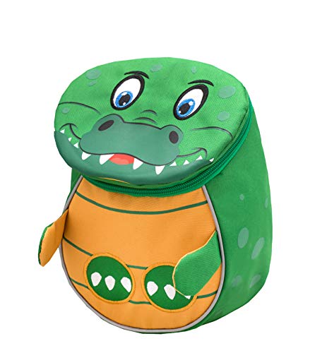 Belmil Kindergartenrucksack mit Brustgurt und Namensschild für 1-3 Jährige/Jungen - Mädchen / 4 L/Grün/in Tierform: Krokodil (305-15 Mini Crocodile) von Belmil