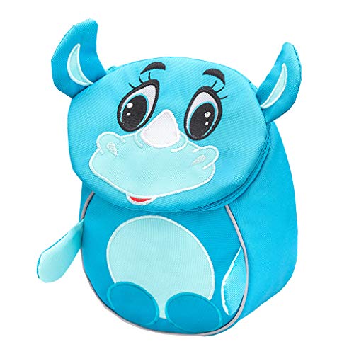 Belmil Kindergartenrucksack mit Brustgurt und Namensschild für 1-3 Jährige/Jungen - Mädchen / 4 L/Grün/in Tierform: Nashorn (305-15 Mini Rhino) von Belmil