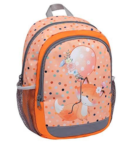 Belmil Kindergartenrucksack mit Brustgurt und Namensschild für 3-6 Jährige/Mädchen / 12 L/Krippenrucksack Kindergartentasche Kindertasche/Fuchs/Orange (305-4/A Cute Foxy) von Belmil