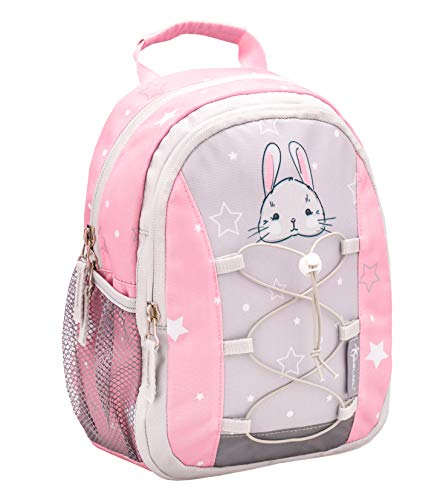 Belmil Kinderrucksack Mädchen für 1-3 Jährige - Super Leichte 260 g/Kindergarten/Krippenrucksack Kindergartentasche Kindertasche/Hase, Bunny/Rosa, Grau (305-9 Woodland Rabbit) von Belmil